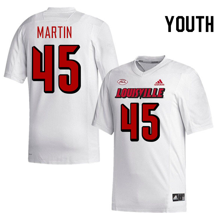 Youth #45 Duane Martin Louisville Cardinals College Football Jerseys Stitched-White